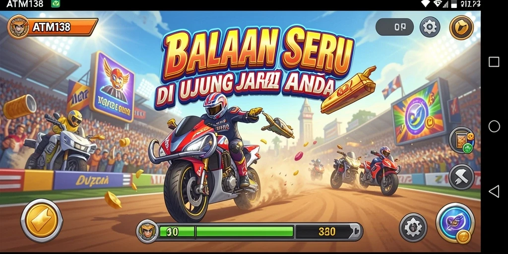Tampilan gameplay ATM138 yang penuh aksi dan kecepatan.