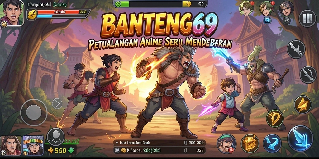 Tampilan gameplay seru BANTENG69 dengan karakter anime ikonik.