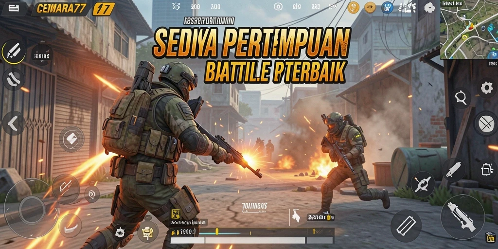 Tampilkan momen seru dari gameplay CEMARA77 Battle Royale.