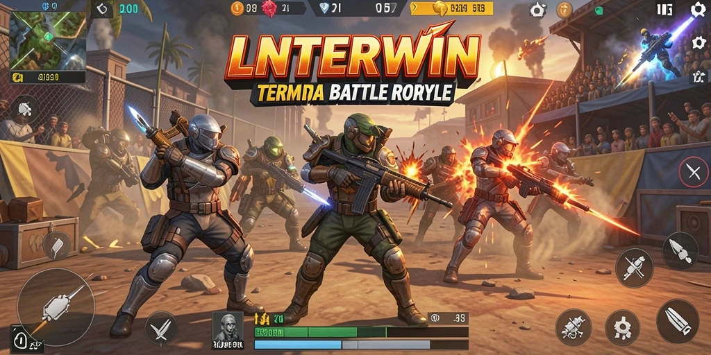 Tangkapan layar menampilkan aksi mendebarkan dalam LNTERWIN Battle Royale.