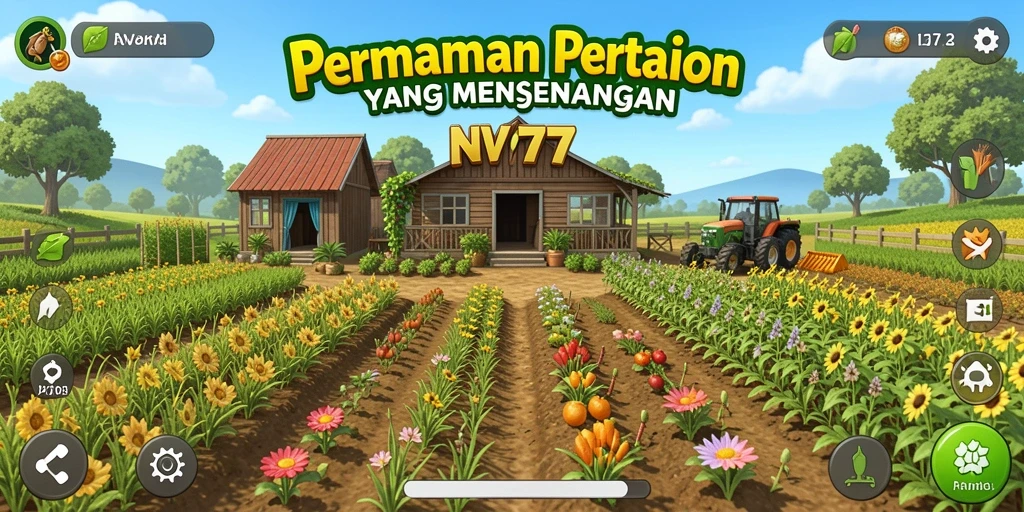Tampilan gameplay NV77 yang menampilkan aktivitas pertanian.