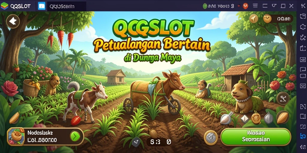 Tampilan screenshot gameplay QQSLOT menampilkan kebun yang indah dan interaksi sosial.