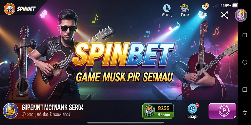 Tampilan gameplay SPINBET dengan elemen musik interaktif.