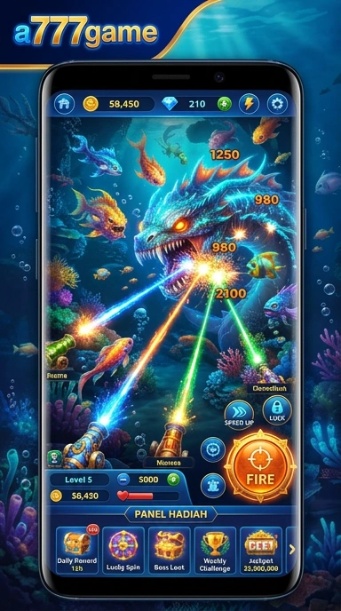 Tampilan antarmuka pengguna aplikasi a777game yang menarik.